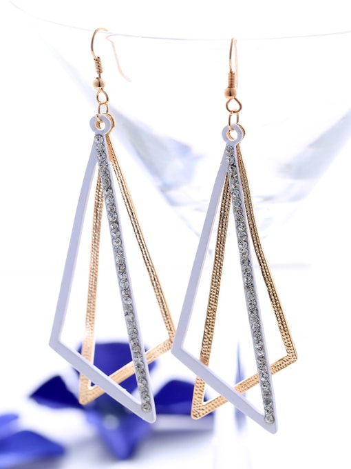 Wei Jia Fashion Hollow Triangle Rhinestones Double Color Alloy Acrylic Earrings 1
