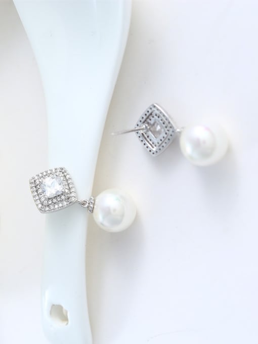 Wei Jia Noble Imitation Pearl White Zirconias Stud Earrings 3