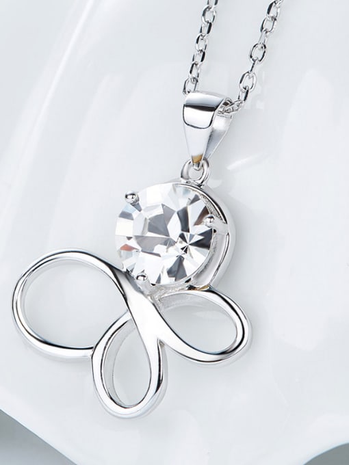 CEIDAI Simple Hollow Butterfly austrian Crystal Pendant 925 Silver Necklace 2