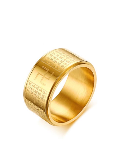 CONG Exquisite Gold Plated Scripture Geometric Titanium Ring 0