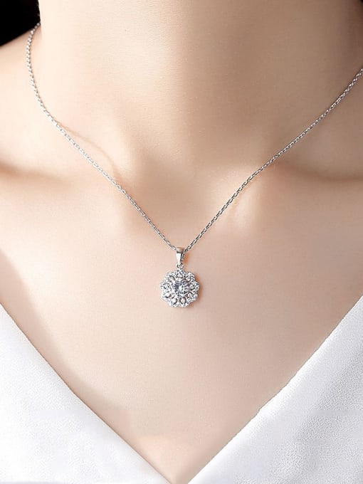 BLING SU Copper With Platinum Plated Cute Flower Necklaces 0