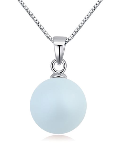 light blue Simple Imitation Pearl Pendant Alloy Necklace