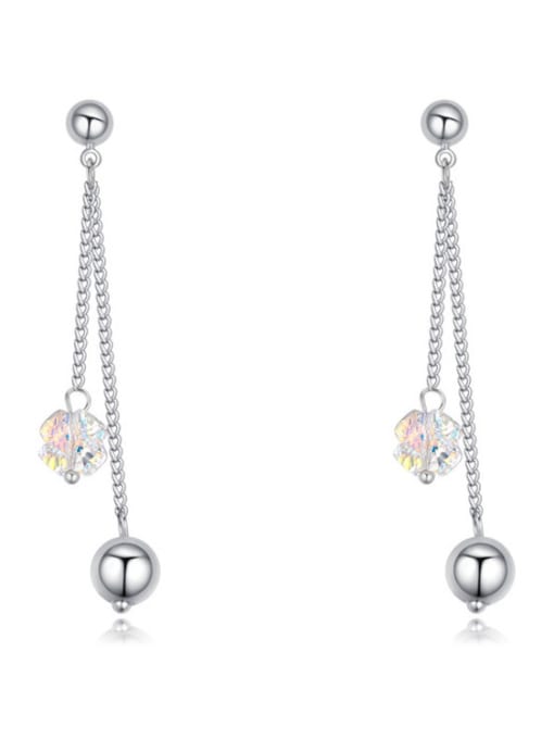 white Simple Little Heart austrian Crystals Little Beads Drop Earrings