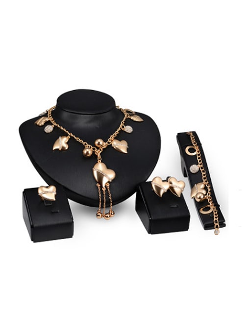 BESTIE Alloy Imitation-gold Plated Fashion Heart-shaped Four Pieces Jewelry Set 0