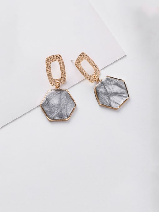 B gray Alloy With Gold Plated Simplistic Geometric Drop Earrings