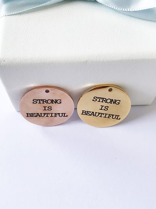 FTime Stainless Steel With Gold Plated Simplistic Round With STRONG IS BEAUTIFUL words Charms 1