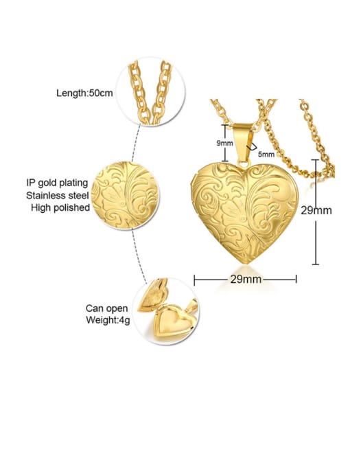CONG Stainless Steel With Gold Plated Simplistic Heart Necklaces 1