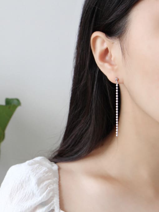 DAKA Sterling Silver simple bead long earrings 1
