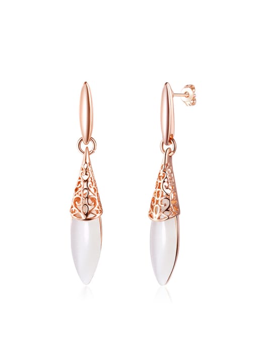 Ronaldo Elegant Hollow Leaf Shaped Opal Stone Earrings