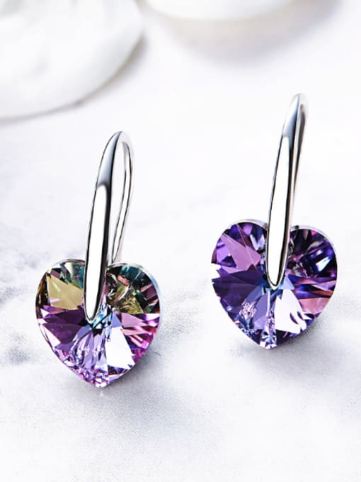 Purple austrian Crystals Heart-shaped drop earring