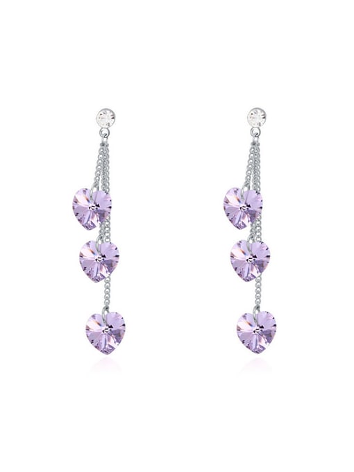 QIANZI Fashion Heart-shaped austrian Crystals Alloy Drop Earrings