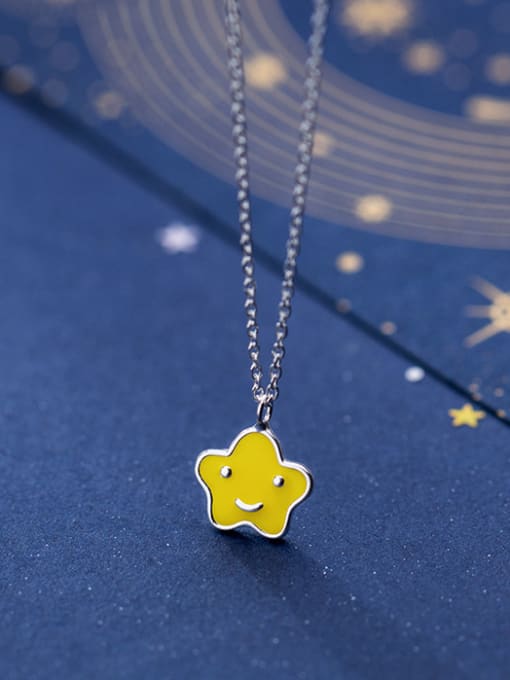 Rosh 925 Sterling Silver With Silver Plated Cute Smiley Star Necklaces 1
