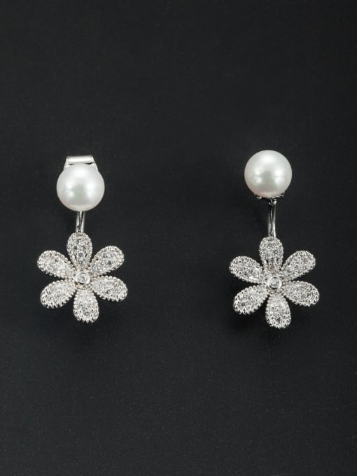 LB RAIDER Custom White Flower Drop drop Earring with Platinum Plated 0