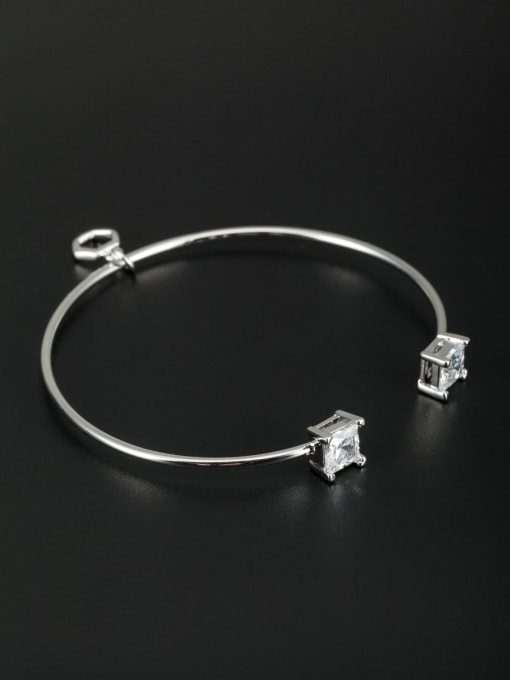 Cubic Y80 Model No DJZ3404 Custom White Square Bangle with Platinum Plated 0