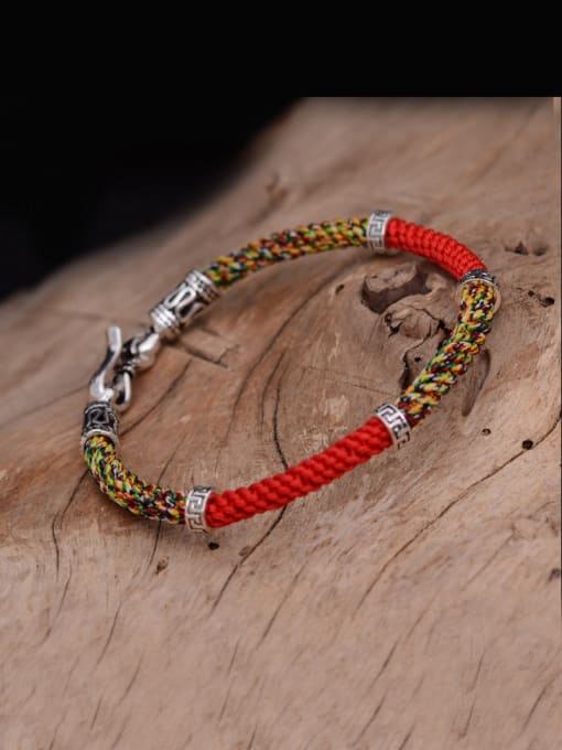 Long Jet Handmade and Silver Chinlon  Bracelet 2