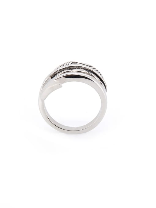 David Wa Silver-Plated Titanium Feather Band band ring 1