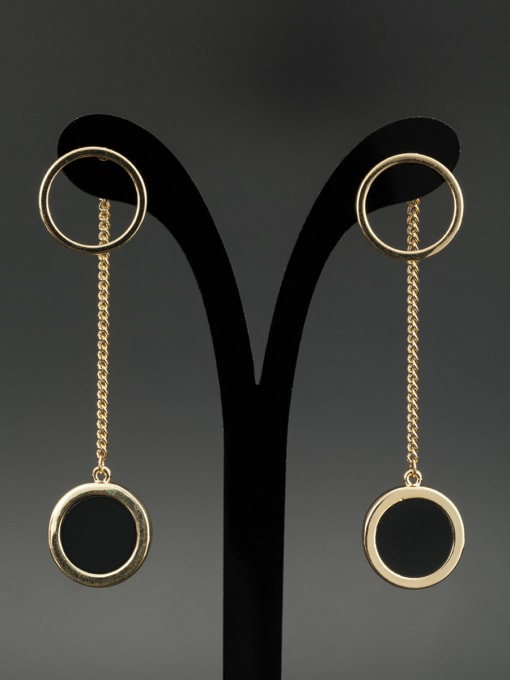 Lauren Mei Gold Plated Round Black Beautiful Drop drop Earring 0