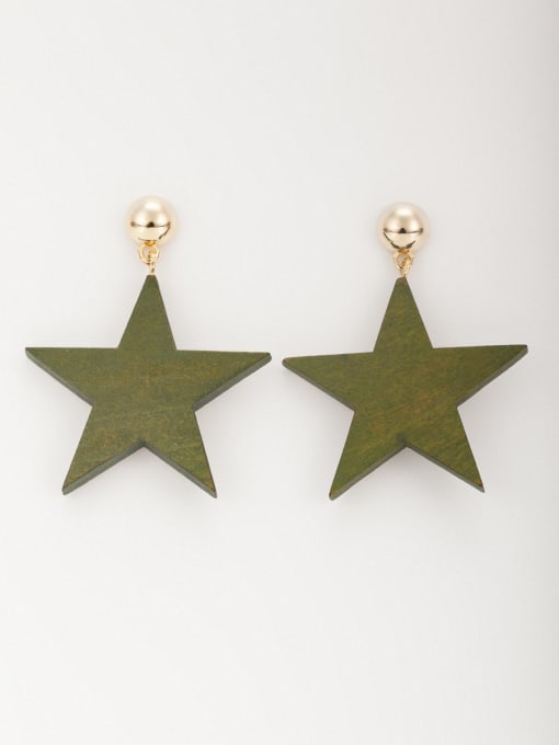 YIDA  Gold Plated Wood Star Drop drop Earring