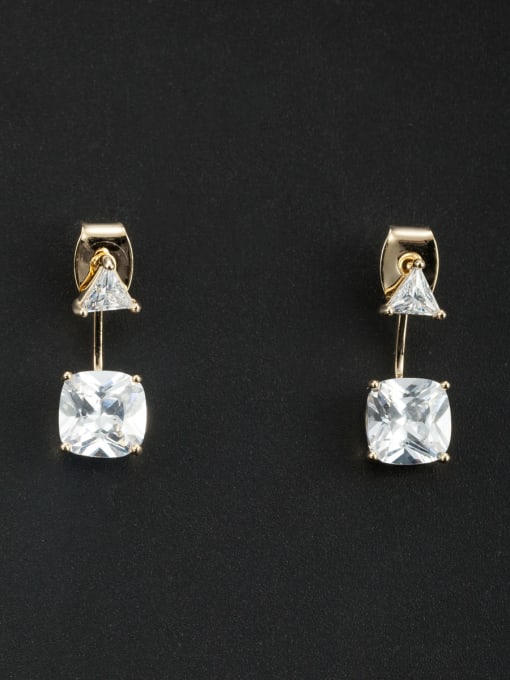 LB RAIDER White Square Drop drop Earring with Gold Plated Zircon 0