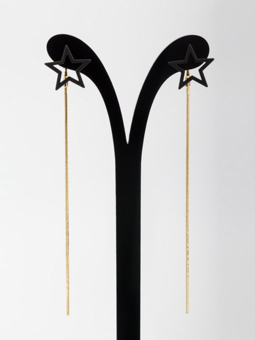 Lauren Mei New design Gold  Plated Star Drop drop Earring in Black color 0
