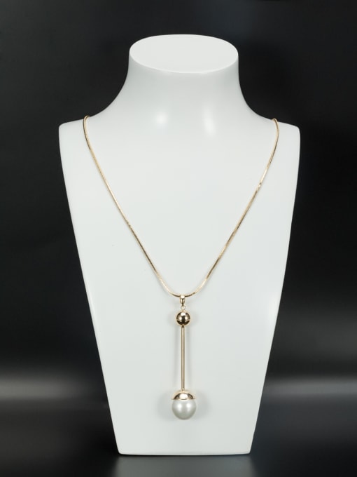 Lauren Mei Gold Plated chain White Pearl Beautiful Necklace 0