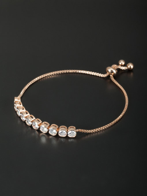 Cubic Y80 White Round Youself ! Rose Plated Zircon Bracelet