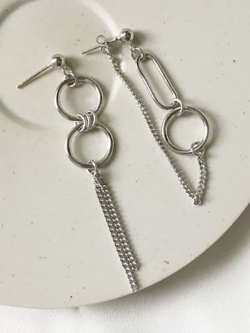 MINI STUDIO Custom Silver chain Drop drop Earring with Silver-Plated 925 Silver 0