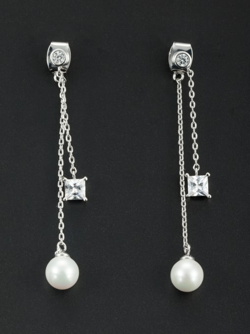 LB RAIDER New design Platinum Plated Round Pearl Drop drop Earring in White color 0