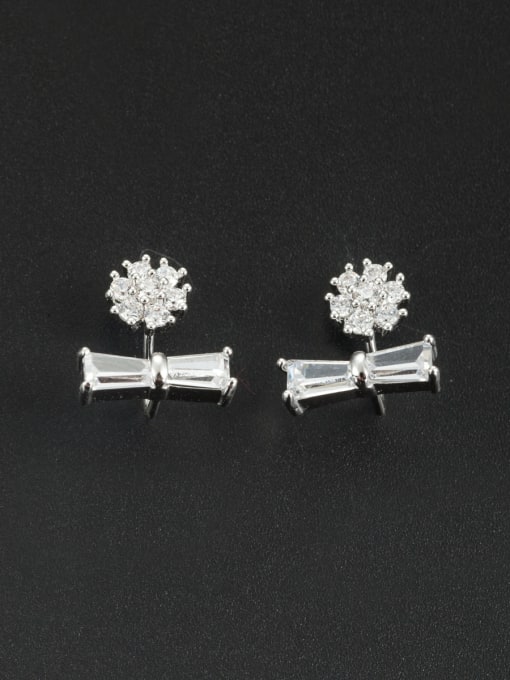 Cubic Y80 Personalized Platinum Plated White Butterfly Zircon Studs stud Earring 0