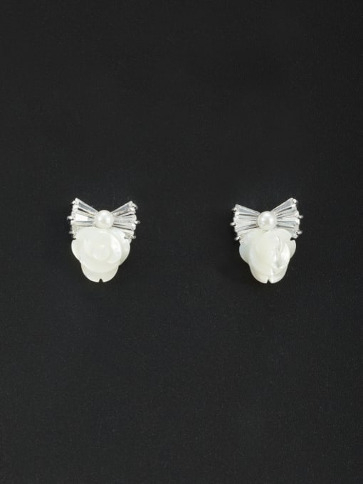 LB RAIDER Platinum Plated  White Studs stud Earring