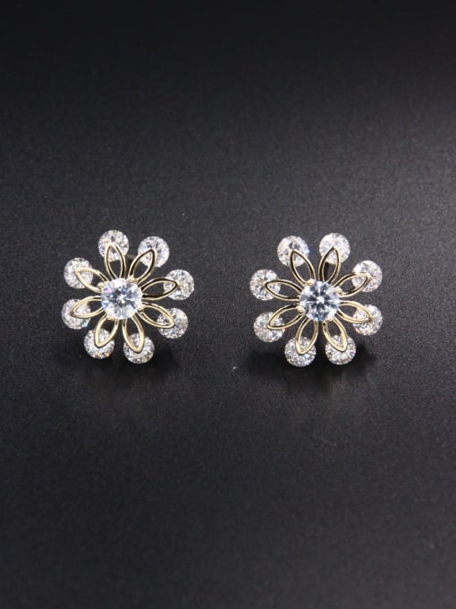 LB RAIDER Model No NY37973-002 New design Gold Plated Flower Zircon Studs stud Earring in White color 0
