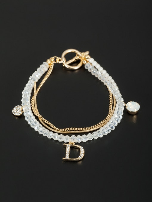 Lauren Mei New design Gold Plated Heart Beads Bracelet in White color 0