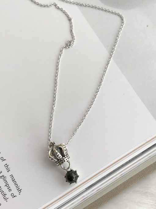 MINI STUDIO Black Personalized Necklac with 925 silver Carnelian
