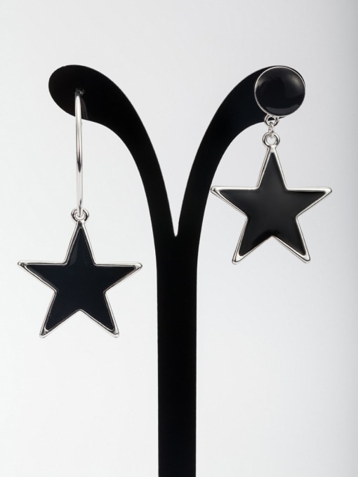 Lauren Mei Blacksmith Made Platinum Plated Star Drop drop Earring 0