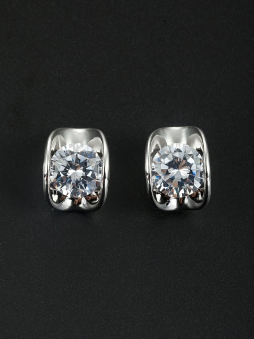 Cubic Y80 White Geometric Youself ! Platinum Plated Zircon Studs stud Earring 0