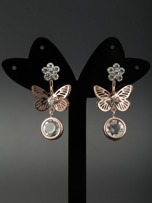 LB RAIDER New design Rose Plated Butterfly Zircon Drop drop Earring in White color 0
