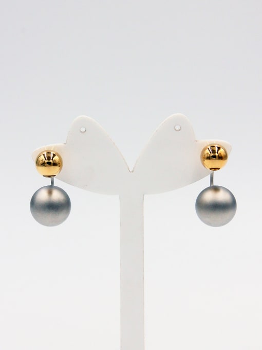 LB RAIDER Mother's Initial Grey Studs stud Earring with Round Pearl 0