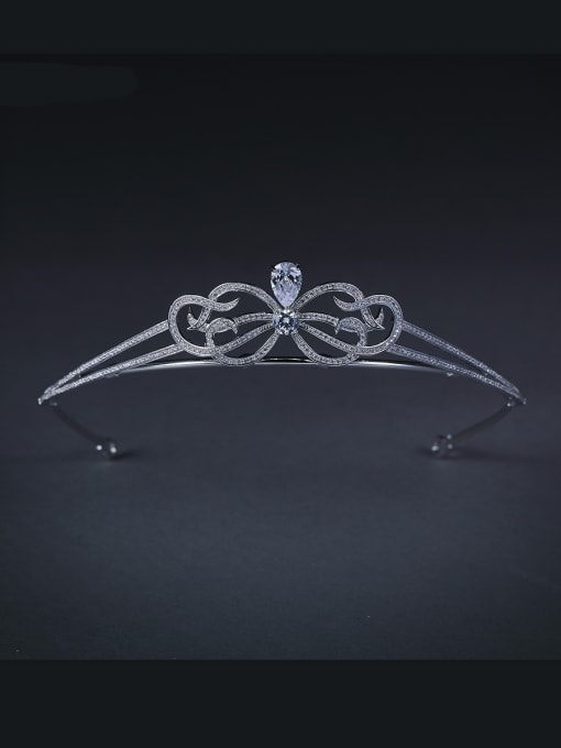 Bride Talk Model No 1000001721 A Platinum Plated Stylish Zircon Wedding Crown Of 0