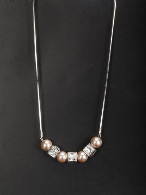 LB RAIDER Platinum Plated Round Orange Pearl Beautiful Necklace 0