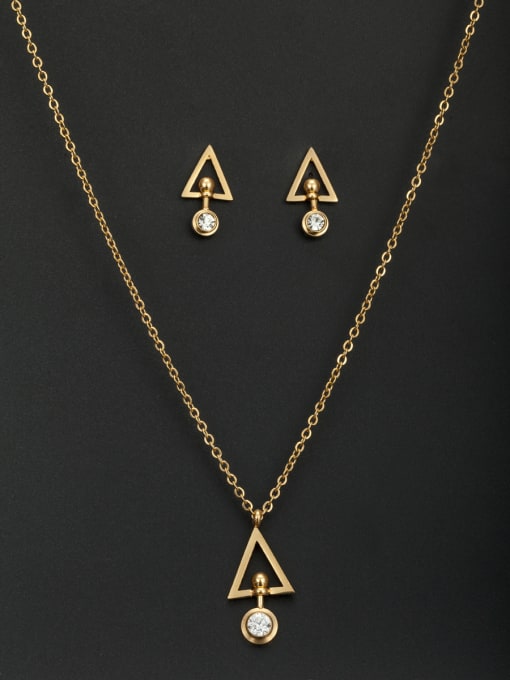 Jennifer Kou Custom Gold Round 2 Pieces Set with Stainless steel 0