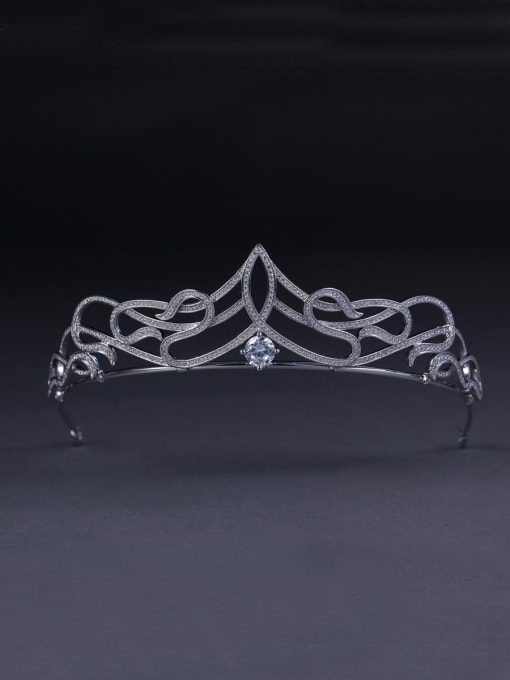 Bride Talk Model No 1000001761 Blacksmith Made Platinum Plated Zircon Wedding Crown 0