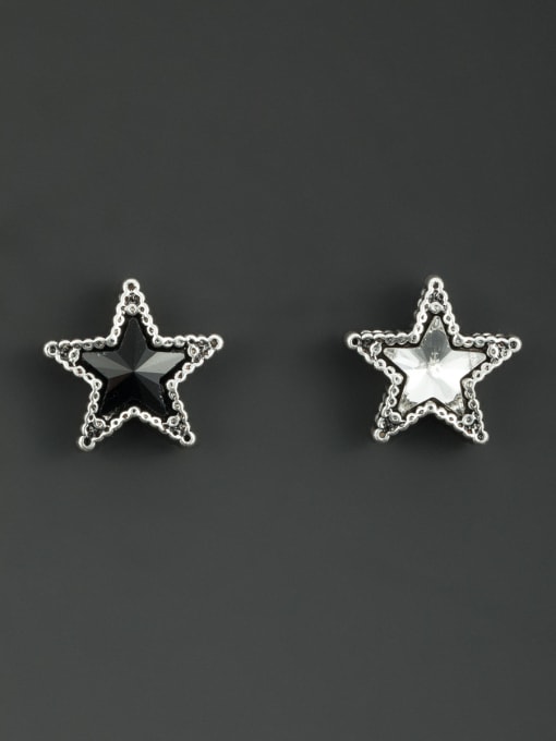 Lauren Mei Silver-Plated Star Black Zircon Beautiful Studs stud Earring 0