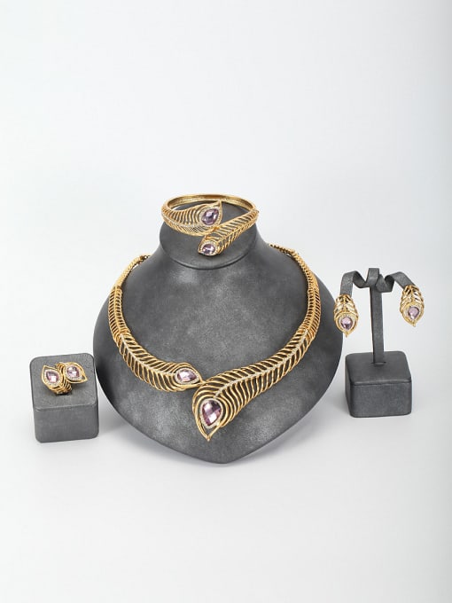 Tabora GODKI Luxury Women Wedding Dubai Model No TG930685S003 Gold Plated Zinc Alloy Crystal Purple 4 Pieces Set 0