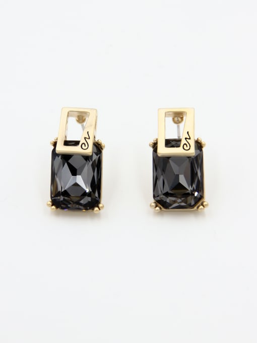LB RAIDER The new  Gold Plated austrian Crystals Geometric Studs stud Earring with Grey