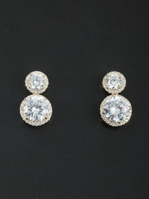 LB RAIDER Gold Plated Round Zircon White Drop drop Earring