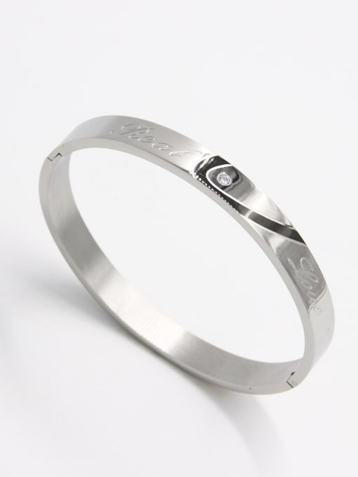 YUAN RUN Stainless steel Zircon White Bangle 63MMX55MM 0