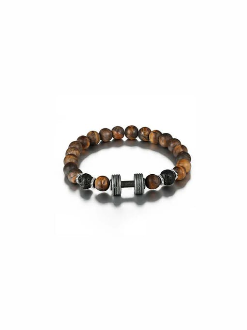 Hand OMI Mother's Initial Brown Bracelet with Charm  tiger eye stone 0