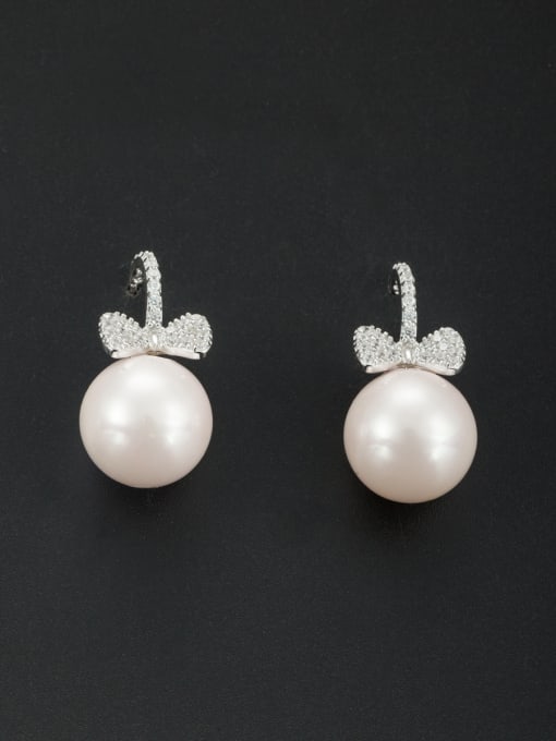 LB RAIDER Platinum Plated Butterfly Pink Pearl Beautiful Drop drop Earring 0