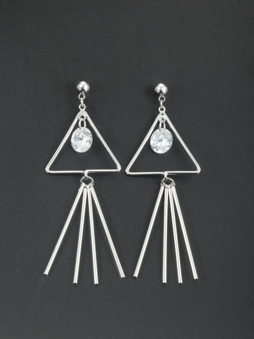 Cubic Y80 White color Platinum Plated Triangle Zircon Drop drop Earring 0