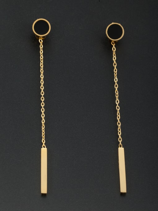 Jennifer Kou Model No A000139E-002 Custom Gold Round Drop threader Earring with Stainless steel